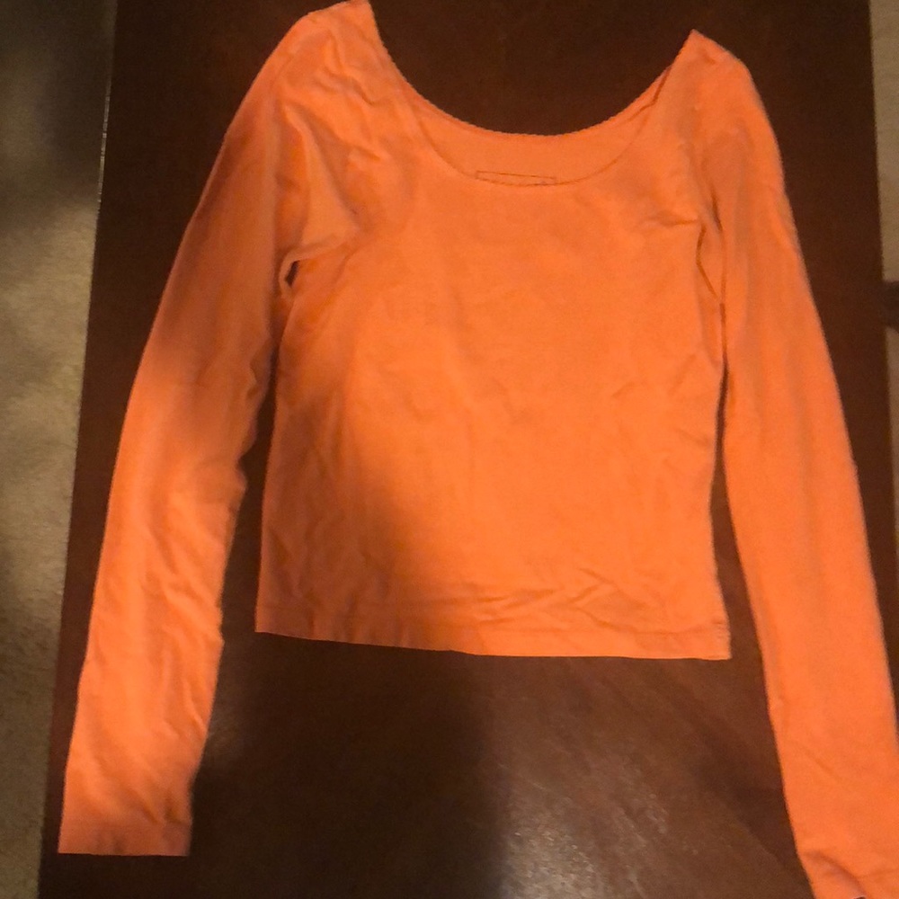 Swooped neck coral long sleeve